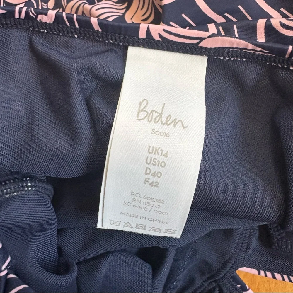 Boden Navy and White Patterned Halter One-Piece Swimsuit